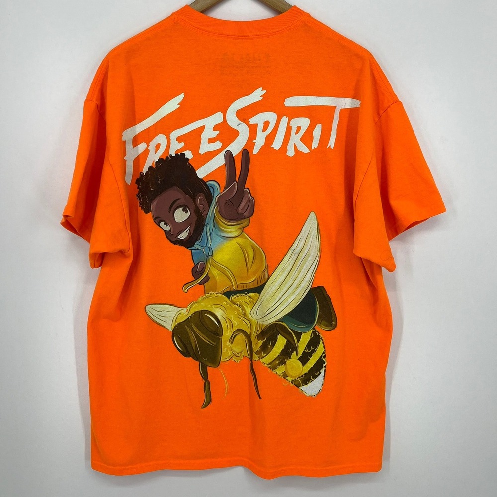 Khalid Free Spirit Tour Mens Orange Graphic T-Shirt XL Concert Merch Bee Print